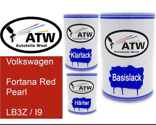 Volkswagen, Fortana Red Pearl, LB3Z / I9: 500ml Lackdose + 500ml Klarlack + 250ml Härter - Set, von ATW Autoteile West.